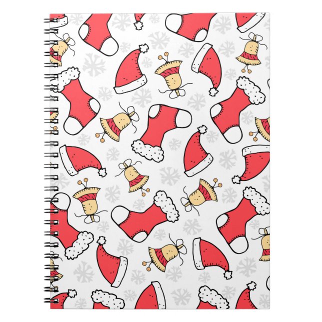 Caderno Espiral Padrão de Natal sem costura, design festivo. (Frente)