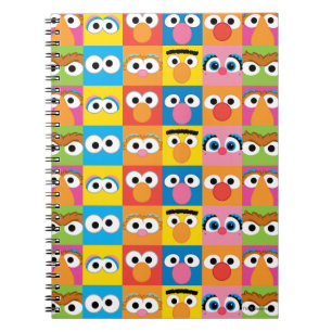 Caderno Espiral Padrão de Olhos de Personagens da Rua Sésamo