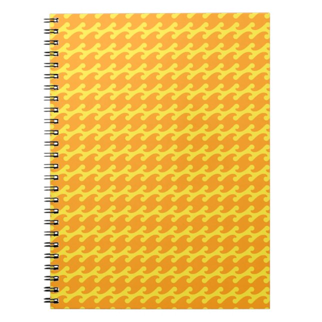 Caderno Espiral Padrão de onda amarelo e laranja (Frente)
