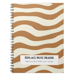 Caderno Espiral Padrão de Onda Marrom Personalizado 