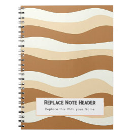 Caderno Espiral Padrão de Onda Marrom Personalizado 