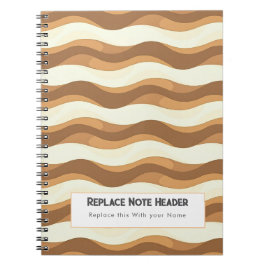 Caderno Espiral Padrão de Onda Marrom Personalizado 