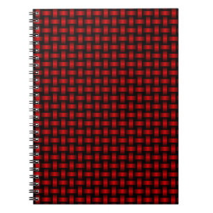 Caderno Espiral Padrão de Onda Preta Vermelha