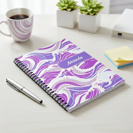 Caderno Espiral Padrão de Onda Violeta
