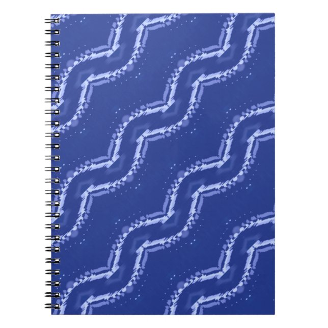 Caderno Espiral padrão de ondas azuis abstrato (Frente)