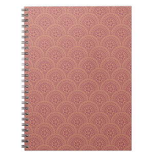 Caderno Espiral Padrão de ondas mandala Douradas e roxas