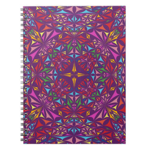 Caderno Espiral Padrão de Ornamentado do Caleidoscópio Roxo
