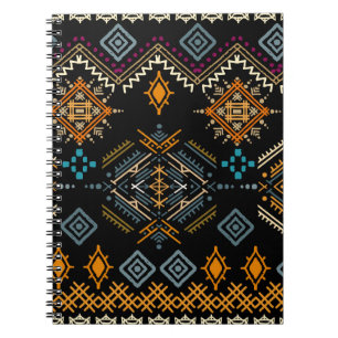 Caderno Espiral Padrão De Ornamento De Boho Étnico Sem Olhos
