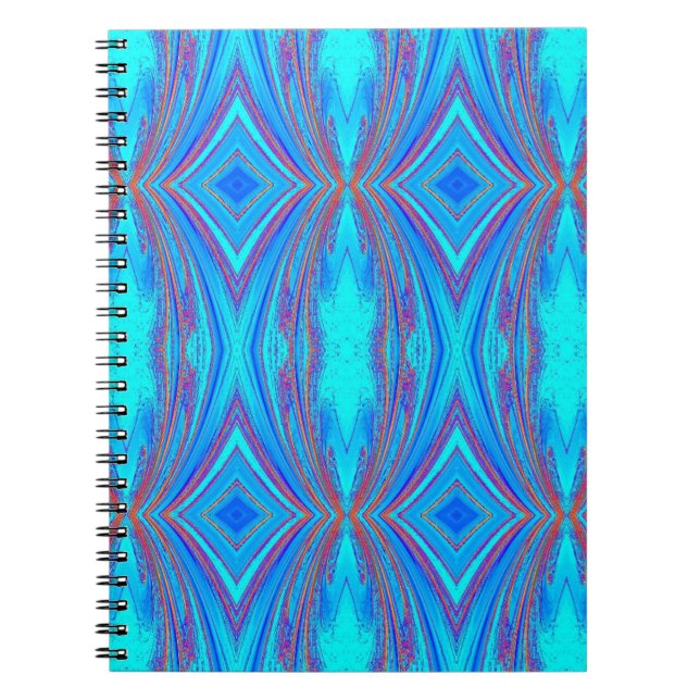 Caderno Espiral Padrão de Ouros de Turquesa Azul Claro (Frente)