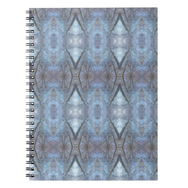 Caderno Espiral Padrão de Ouros Geométricos Azul Preto (Frente)