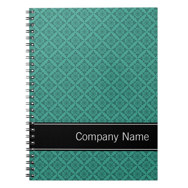 Caderno Espiral Padrão de Ouros Teais Personalizado (Frente)