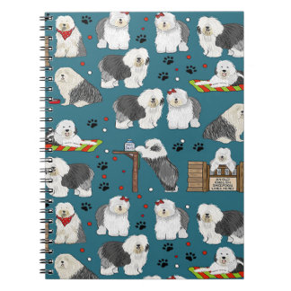 Caderno Espiral Padrão de Ovelino Inglês Gelado, Presente de Sobre