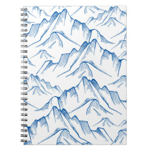 Caderno Espiral Padrão De Paisagem De Montanha Desenhada À Mão.