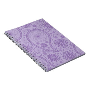 Caderno Espiral Padrão de paisagem roxo