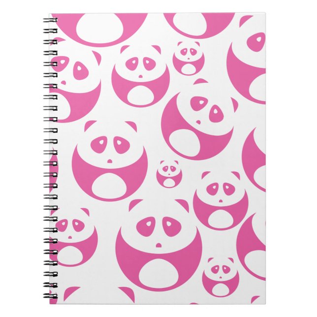 Caderno Espiral Padrão de Panda Branca e Rosa Bebê Kawaii (Frente)
