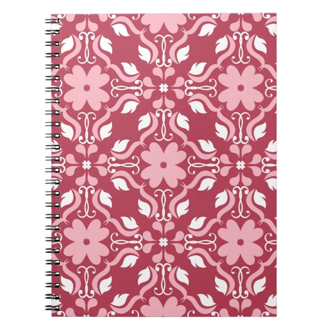 Caderno Espiral Padrão de papel de parede verde bege e perfeito. (Frente)