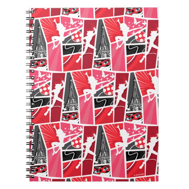 Caderno Espiral Padrão de Paris de Ladybug em quadrinhos milaculos (Frente)