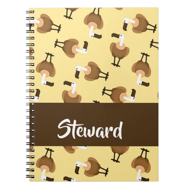 Caderno Espiral Padrão de pássaros-urubu-do-grifo-castanho (Frente)