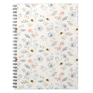 Caderno Espiral Padrão de Pastel Poppy Floral Garden