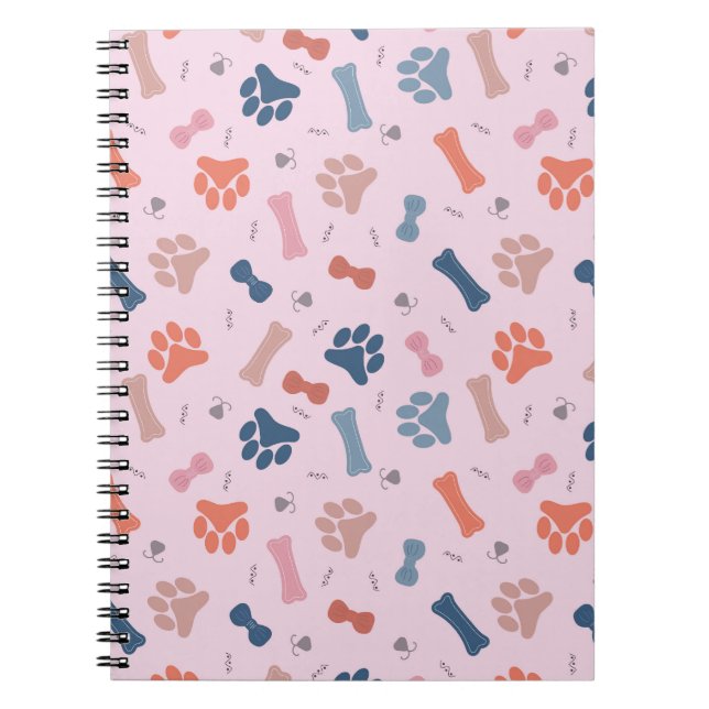 Caderno Espiral padrão de pata de cachorro (Frente)