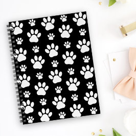Caderno Espiral Padrão de pata, impressões de pata, patas de cão,