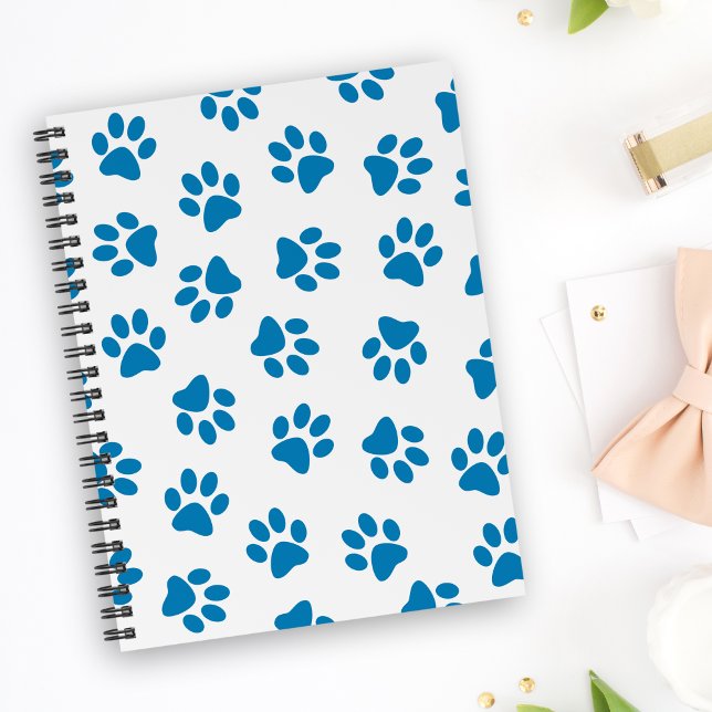 Caderno Espiral Padrão De Patas, Patas Cachorros, Patas Azuis (Criador carregado)