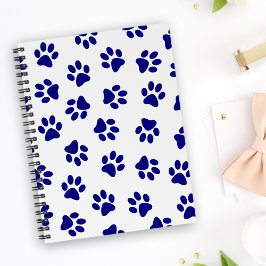 Caderno Espiral Padrão De Patas, Patas Cachorros, Patas Azuis Mari