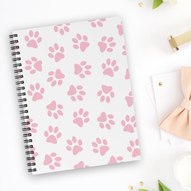 Caderno Espiral Padrão De Patas, Patas Cachorros, Patas Bebidas Ro (Criador carregado)