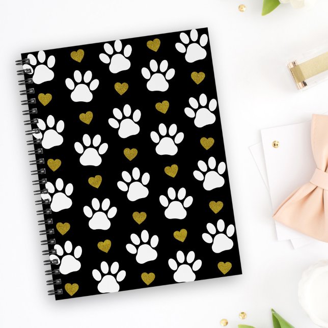 Caderno Espiral Padrão De Patas, Patas-Cachorros, Patas Brancas, C (Criador carregado)
