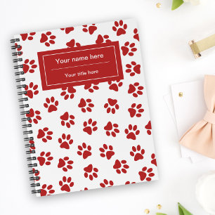 Caderno Espiral Padrão de Patinhas, Patinhas de Cachorro, Patinhas