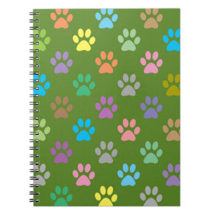 Caderno Espiral Padrão de pegadas coloridas