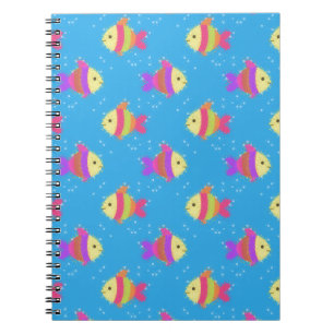 Caderno Espiral Padrão de peixes de natação