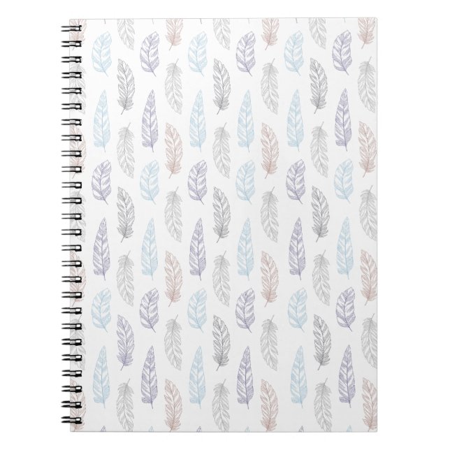 Caderno Espiral Padrão de penas (Frente)