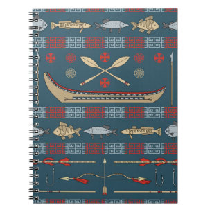 Caderno Espiral Padrão De Pesca Étnica