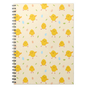 Caderno Espiral Padrão de Pintinhos de Páscoa