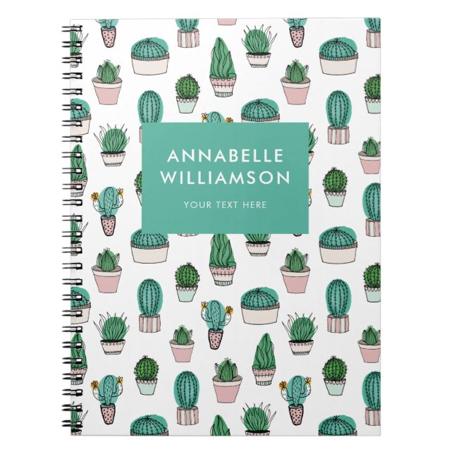 Caderno Espiral Padrão de planta de cacto Cacti (Frente)