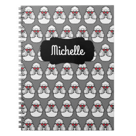 Caderno Espiral Padrão de Poodle Personalizado Engraçado