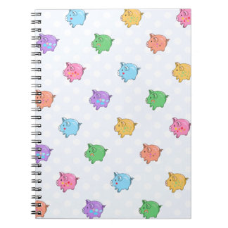 Caderno Espiral Padrão de Porco de Pastel