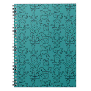 Caderno Espiral Padrão de poses de ioga   Padrão sem costura de 