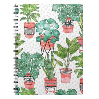 Caderno Espiral Padrão de Potes da Terra Cotta Plant.