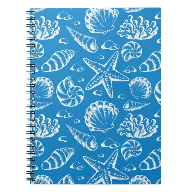 Caderno Espiral Padrão de praia azul (Frente)