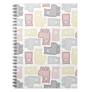 Caderno Espiral Padrão de Puzzle de Lhama Pastel Fofa