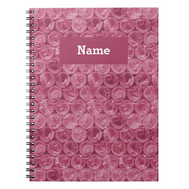 Caderno Espiral Padrão de quebra- cabeça rosa personalizado (Frente)