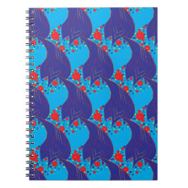Caderno Espiral Padrão de queda abstrato BLUE e Rainbow vermelho m