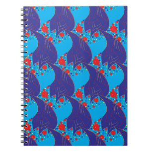 Caderno Espiral Padrão de queda abstrato BLUE e Rainbow vermelho m