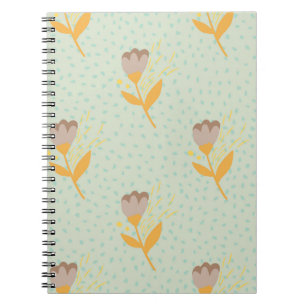 Caderno Espiral Padrão de rabisco de flor folclórica sem costura p