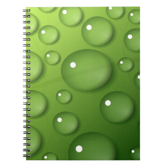 Caderno Espiral Padrão de Raindrop Verde (Frente)