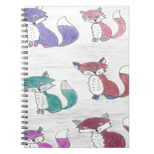 Caderno Espiral Padrão de raposas Funky