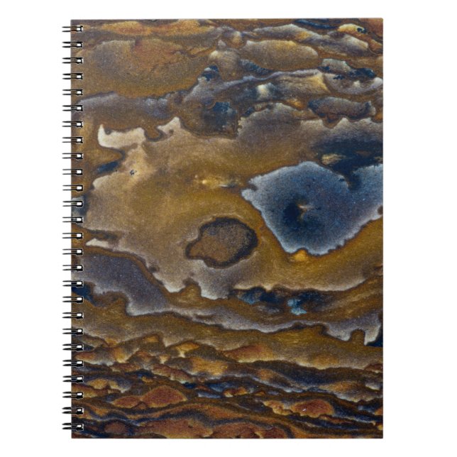 Caderno Espiral Padrão de redemoinho em Laje de Jasper (Frente)