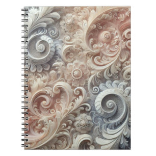 Caderno Espiral Padrão de rendas de Pastel de gradiente elegante